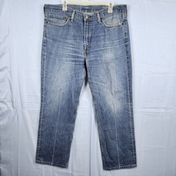 Levi's Other - Levis 514 Jeans Blue Denim Straight Med Wash Casual Work Distressed Mens 38x30